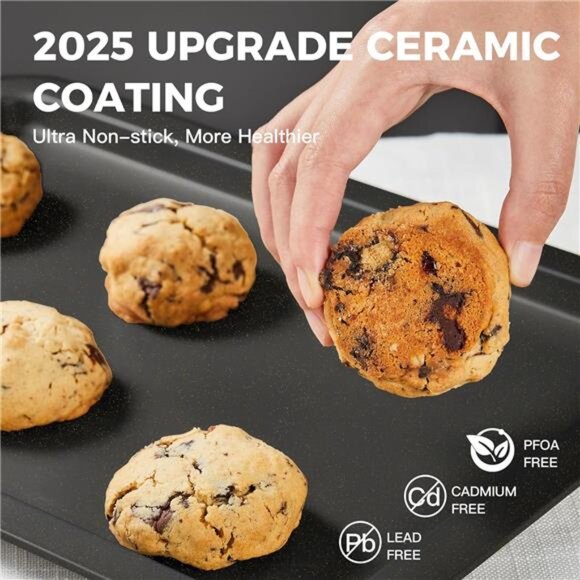 Ceramic Baking Sheet Pan Set, Cookie Sheet for Oven, Bakeware Sets with Grip - Picture 4 of 7